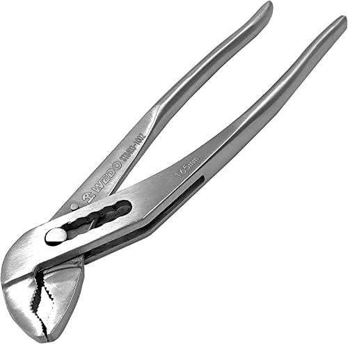 WEDO 7-tums spårfogtång, rostfritt stål tunga och spårtång, slip gemensamma tång, v-käke, längd 165 mm (7 tum), snabbfrigörande vattenpump tång, korrosionsbeständig