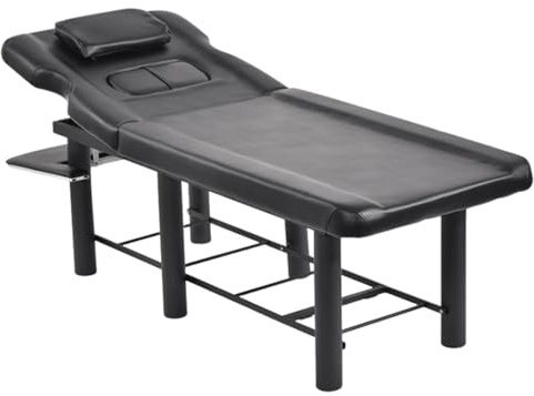 Foldable Massage Table - Stable Metal Frame PU Leather Massage Bed Waterproof | Comfortable Massage Table, Hollow Structure Spa Table with Multi Angle Adjustable for Cosmetic
