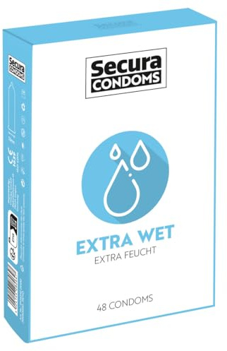Secura Extra Wet 48er Kondome - 48 extra feuchte Präservative zur Verhütung ohne Hormone für Männer, extra gleitfreudig