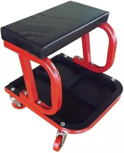 Sizi Heavy-Duty Mechanics Creeper Seat with Padded Cushion | Rolling Garage Stool with 360° Swivel Casters | Workshop & Auto Repair Tool