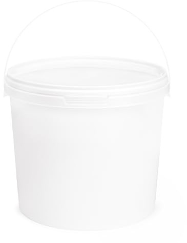 Garronda Secchio di plastica con Coperchio 5 L per la conservazione di Prodotti Alimentari e chimici Contenitore Plastica con Coperchio GD-0114 Bianco 5 Pezzi