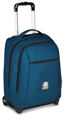 Invicta Trolley New Benin, 2 in 1, Schulranzen mit Rollen, Rucksack mit Trolleyfunktion für Schule, Reisen, Mädchen und Jungen, blau, Rollkoffer, mit Trinkflaschenfach
