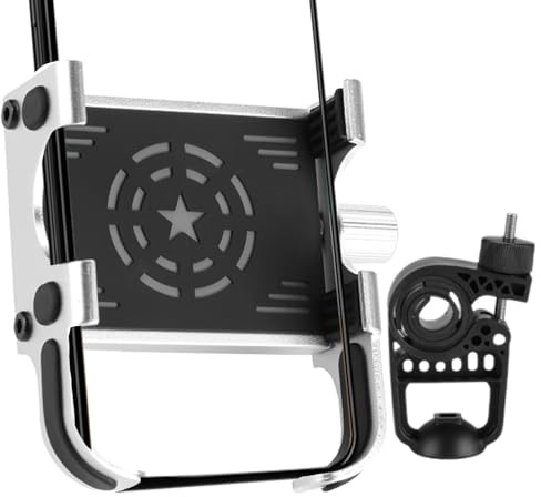 Berriphonia Soporte móvil para Moto, Montaje en Manillar, Soporte para Smartphone Cradle, de Bloqueo Seguro Ajustable, diseño Giratorio de 360 Grados, Engranaje de conducción de Alta Velocidad