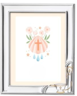 Generico Cadre Baptême en Argent Brera, Décoration Calice, 9 x 13 cm