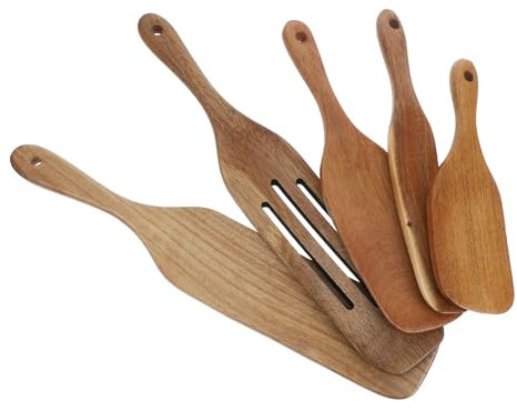 Didiseaon 5pcs Wooden Pizza Shovel Natural Wooden Spatula for Kitchen Cooking Dough Spatula for Pizza Peel Paddle
