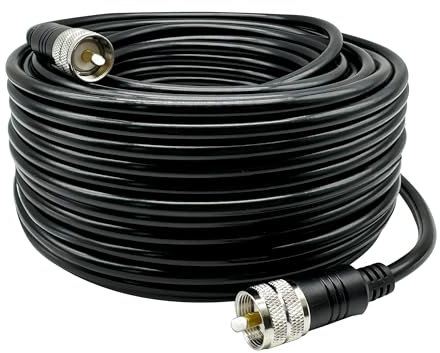 Rydocyee CB Coax Cable, 17AWG Low Loss RG8x Coaxial Cable Flexible and Durable UHF PL-259 Male to Male for Ham Radio, Antenna Analyzer, CB Radio, SWR Meter, GMRS and Other 50 Ohm RF Systems (100FT)