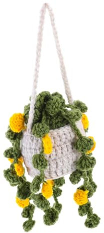 Toddmomy Woolen Yarn Spider Plant Crochet Hanging Basket Car Mirror Ornament Decorative Craft