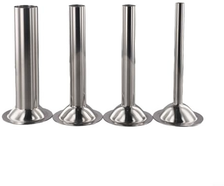 4 Piece Stainless Steel Sausage Funnel Kit for Meat Grinder Home Sausage Making Tool Various Sizes Sausage Stuffer Nozzle Set Easy Assembly and Cleaning