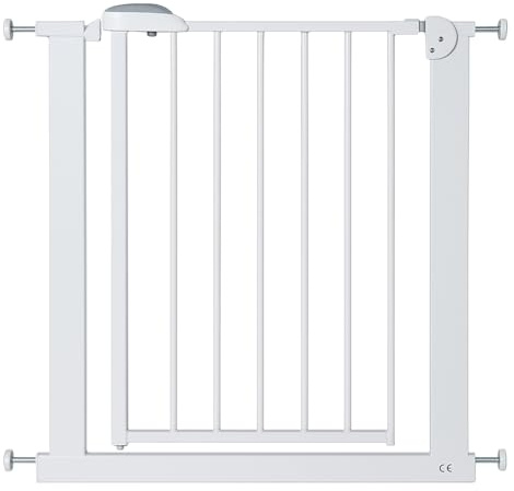 Safety Stair Gate, Auto-Close Pressure Fit, 75-85 cm, Double Lock System, Two-Way Opening, Metal Frame