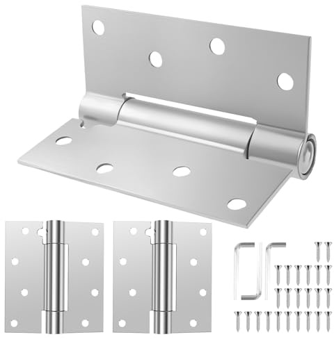 Lot de 3 charnières à ressort à ouverture automatique - En acier inoxydable - Tension réglable - 10 x 8,9 x 3 cm - Pour portes de garage, de salle de bain, de jardin, fenêtres