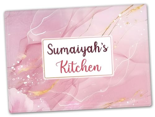 Personalised Glass Chopping Board, Rose Gold/Pink, Marble, Cutting Board, Kitchen Worktop Saver 40cm x 30cm, Wedding, Anniversary, Housewarming, New Home, Birthday Gift D2