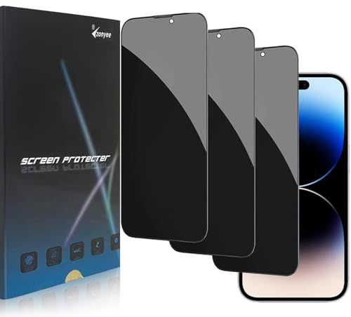 3 Stück Sichtschutzfolie für iPhone 14 Pro 6,1 Zoll, Full Screen Blickschutzfolie Privatsphäre Sichtschutz Schutzfolie, 9H Härte Anti-Spähen Gehärtetes Glas Displayschutzfolie für iPhone 14 Pro