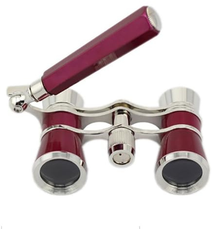 Opernglas 3x25 Vintage, Kompakt mit Kette & Verstellbarem Griff - Elegantes Geschenk für Oper, Theater, Konzerte(Red2)