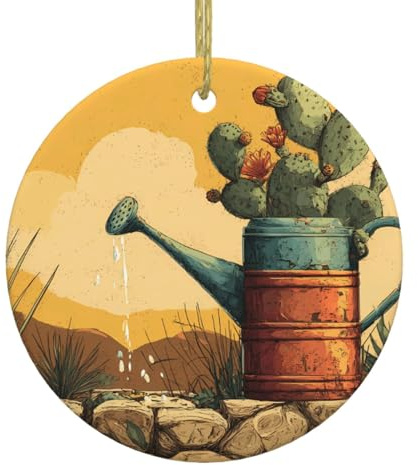 WHJSSF Arrosoir de cactus imprimé de Noël en céramique Décoration circulaire d'intérieur Cadeau – 7,4 cm