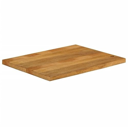 Eleganz Mesa de madera de mango maciza, 70 x 60 x 2,5 cm, con borde de árbol, aspecto de roble natural para cocina, salón u oficina, duradero y elegante
