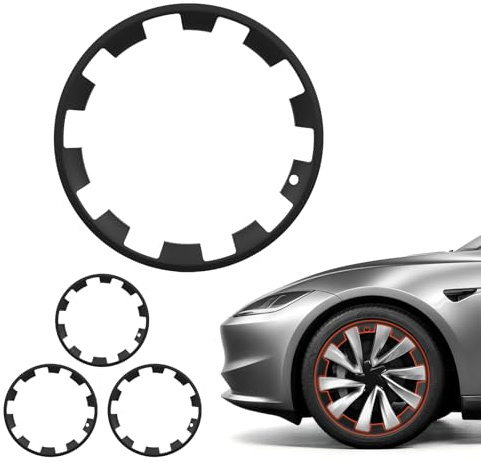 VEVOR Enjoliveurs Auto Compatible avec Tesla Model Y 2025, Cap de Roue 4 Pièces, Remplacement pour Jante R20 de 50,8 cm Protection des Roues, 10 Rayons, en ABS, Fixation par Clipsage, Noir Mat