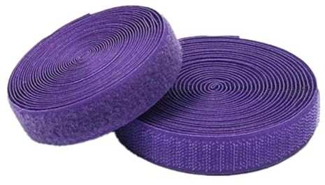 38mm Width Purple Sew On Hook and Loop Tape Non-Adhesive Back Nylon Sewing Fastener Strips Interlocking Fabric Tape for Clothing Shoes Backpacks DIY Project