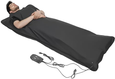 Manta de sauna por infrarrojos de 180 x 80 cm, manta portátil para sauna con mando a distancia, 500 W, temperatura 30-70 °C, temporizador, tela Oxford y PVC, plegable, para bienestar, hogar y estudio