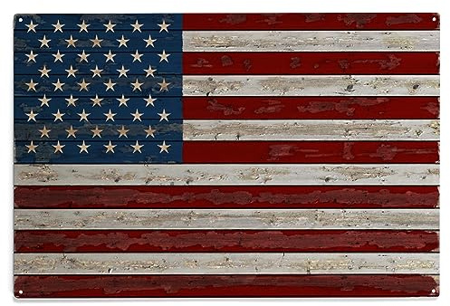 Lantern Press 10x15 Inch Wood Sign, Ready to Hang Wall Decor, Distressed American Flag