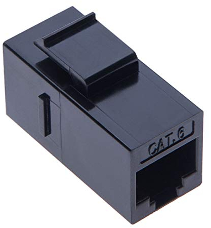 Keple Adaptador de Acoplador RJ45 RJ45 Hembra Doble Conector | Empalme RJ 45 para STP CAT6, CAT5, CAT5e Ethernet LAN Cable de Red Prolongador & Keystone Wall Faceplate | Negro