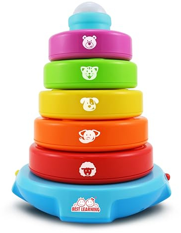 BEST LEARNING Stack & Learn - Developmental Educational Activity Stacking Toy for Infants Babies Toddlers for 6 or 9 Month Old Baby Toys and Up | First 1 Year Boy Girl Educational Birthday Present