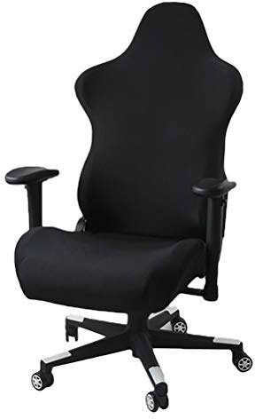 Funda para silla ergonómica Macabolo de poliéster y elastano, elástica, para oficina, ordenador, maratones, juegos, color negro