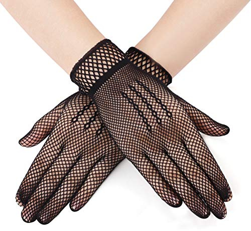 5 Paar Damen Spitzenhandschuhe Etikettehandschuhe Hochzeit Braut Gloves Sommerhandschuhe Atmungsaktiv Anti-UV Sonnenschutz für Aufführungen, Bankette, Karnevale, Tänze, Ehrengarde, Feierlichkeiten