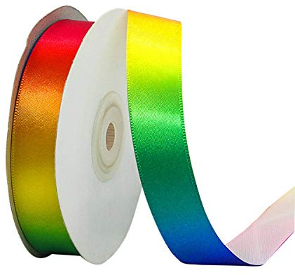 22 m Cinta de Raso, Satén Cintade Regalo, Cinta de Tela Una Cara, Cintas Decorativas Grosgrain de Polietileno, Cinta Raso Colores Arcoíris Ribbon para Manualidades Decoración de Tartas, Fiesta