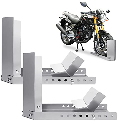Aufun 2 Stück Motorradwippe Verladehilfe, Vorderradhalter für Motorräder | Motorradständer Vorderradklemme Motorrad Ständer für Anhänger Transportständer Radwippe