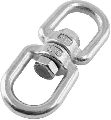 Bonsicoky Heavy Duty M8 304 Edelstahl Schaukel Drehgelenk, 360 Grad Drehvorrichtung Hängezubehör für Web Tree Swing, Hängemattenstuhl, Aerial Yoga, Kletterseil, hält bis zu 544.3 kg