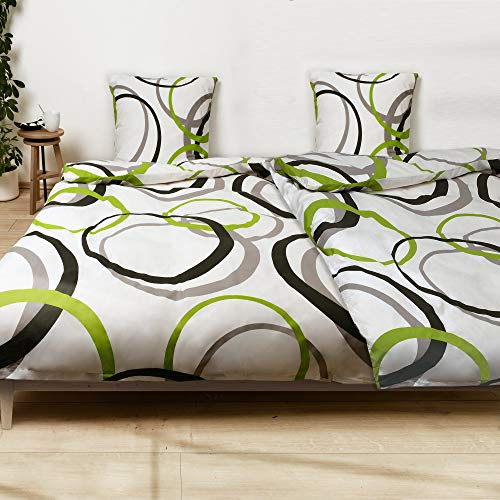 Beautissu Renforcé Bettwäsche 2er Set Baumwoll mit Reißverschluss 4teilig | 155x220cm Kissenbezüge 80x80cm 100% Ganzjahresbettwäsche 2x Bettdecken Bezüge Bettwäscheset Renforce 155x220 Nina