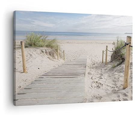 ARTTOR Tableau sur Toile Décoratif 70x50 cm Paysages Maritime - 4188 | Plage Dune Entrée Impression sur Toile Décoration Murale Art Mural Toile Imprimée Salon Chambre Cuisine ARTTOR