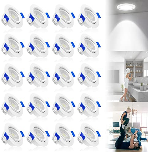 YRHome 20 x 5W LED Einbauleuchte LED Deckenspot LED Einbauspot Drehbares 15° Drehwinkel Weiß LED Spot Einbauleuchten Spotlight LED Deckenstrahler (Kaltweiß)