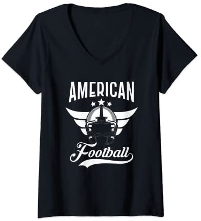 Damen American Football Helm | Touchdown | Rugby Football T-Shirt mit V-Ausschnitt
