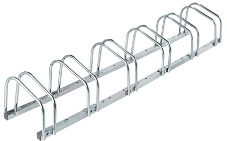 Relaxdays Portabici da Terra, Supporto per 6 Biciclette, per Ruote Fino 60 mm, Metallo, Parcheggio, Garage, Argentato
