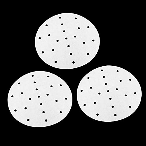 Rierdge 8 Small Bamboo Steamer Liners, 100Pcs Non-stick Steam Paper for Steamed Dumplings Buns