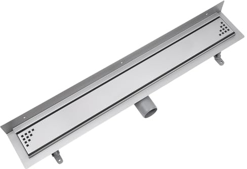 Vogi Wand-Duschrinne 50 cm, Quadro-Rost, Edelstahl AISI 304, Siphon Ø50, Haarsieb