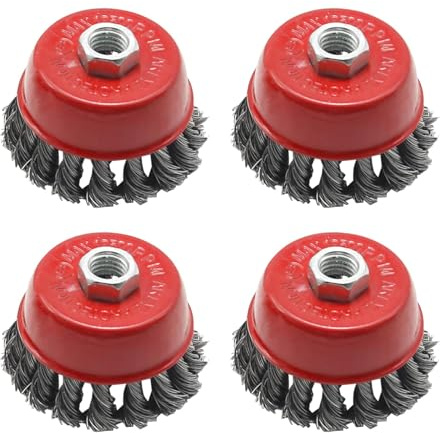 Hoypeyfiy 4pcs 75mm/2.95in Wire Brush Angle Grinder Twist Knot Wire Brush Set Kit for 115mm Sander Angle Grinder Ø M14