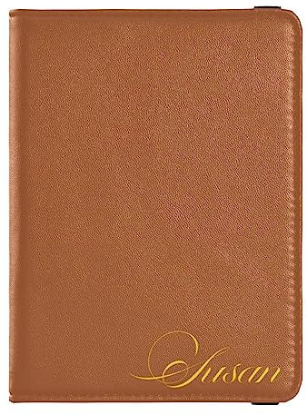 Personalisierte Reisepasshülle, Brieftasche, Kombi, individueller Name, PU-Leder, Reisepass, Impfkarten-Schutz für Damen und Herren, Reisegeschenk, Terrakotta, Einheitsgröße
