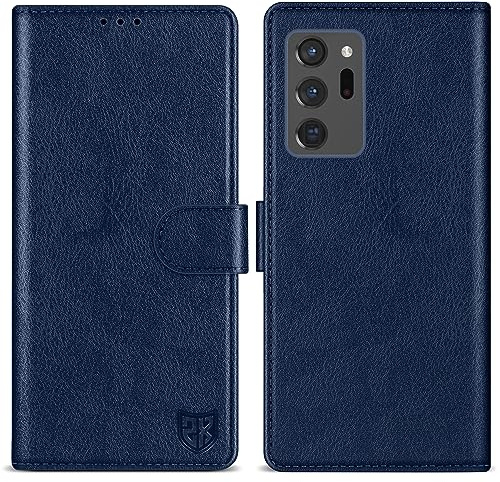 ZZXX for Samsung Galaxy Note 20 Ultra Wallet Case with [RFID Blocking] Card Slot Kickstand Magnetic Closure Leather Flip Fold Protective Phone Case for Galaxy Note 20 Ultra Case Wallet(Blue-6.9 inch)