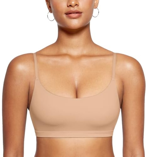 INLYRIC Inbarely Bralettes Cami BH utan bygel trådlös sömlös ofodrad komfort sport-bh för kvinnor Warm Beige L