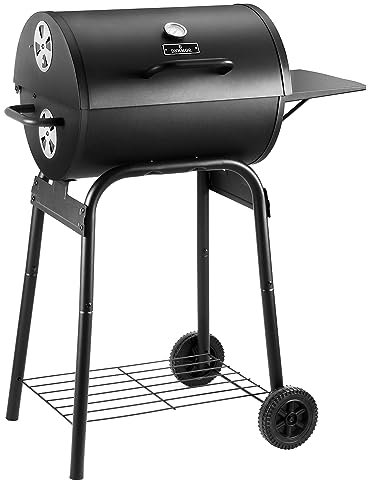 DNKMOR Holzkohlegrill für den Außenbereich, mit Beistelltisch, mit fast 500 m². Grillrostfläche, Outdoor, Hinterhof, Camping, Picknicks, Terrasse und Partys, Schwarz