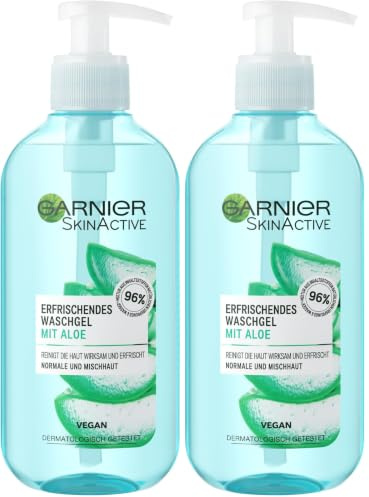 Garnier SkinActive Waschgel mit Aloe Extrakt Normale und Mischhaut, (200 ml) (Packung mit 2)