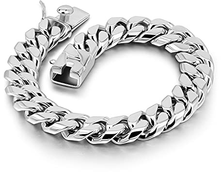 Dankadi Massives kubanisches Armband, Breite 12 mm, aus 925 Silber, für Herren, 7 - 10 Zoll, kubanische Kette, große Panzerkette, Rock, Punk, Hip Pop Miami, Geschenk, Schmuck Party, 9, Silber