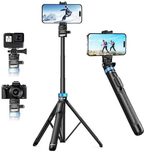 UBeesize 72 Phone Tripod - Tripod for iPhone & Selfie Stick with Phone Holder & Remote - Upgraded, Stable & Portable Stand for iPhone 17/16/15/14, Android, Cameras & Action Cams