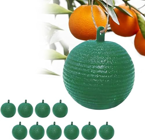 EHOTER Boule De Piège à Mouches Suspendue, Pièges à Insectes, Mouche Piège Collant,Attrape-Mouches à Fruits, Attrape-parasites Extérieur pour Pots De Fleurs Balcons Cours Vergers (10 pièces,Vert)