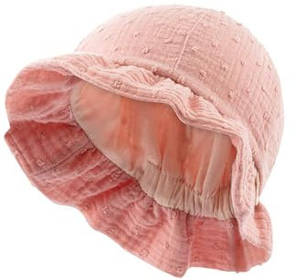 Sterntaler Hut Punkte - Mädchen Sommer Hut aus Musselin - UV-Schutz 30 Sonnen Hut mit Futter aus Batist (Bio) - Fischerhut - Baby und Kinder Sommer Mütze, mattrosa, Größe 51