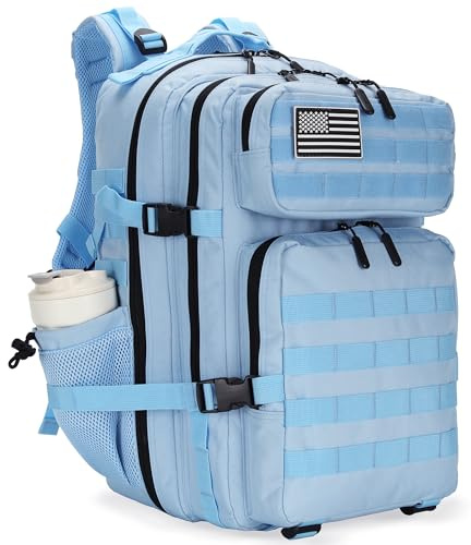 Lovelinks21 Taktischer Assault-Rucksack, 45 l, 3-Tages-Angriffspack mit Molle, wasserdichter Rucksack für taktische Rucksäcke, Hell, blau, Large, Rucksack