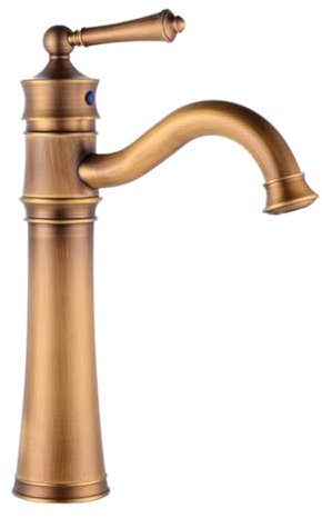 Wasserhahn Bad Waschtischarmatur Hoch Auslauf Retro Antik Stil 360° Drehbar Messing Einhebel Mischbatterie Waschbecken Armatur, Badarmatur Waschtischbatterie Badezimmer, Bronze