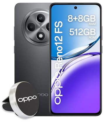 OPPO Reno12 FS AI Smartphone, Triple Camera 50+8+2MP, Selfie 32MP, 6.67 Inch Screen 120HZ AMOLED FHD+, 5000mAh, RAM 16GB (8+8) +512GB ROM, Car Support [DELUXE EDITION], Matt Grey